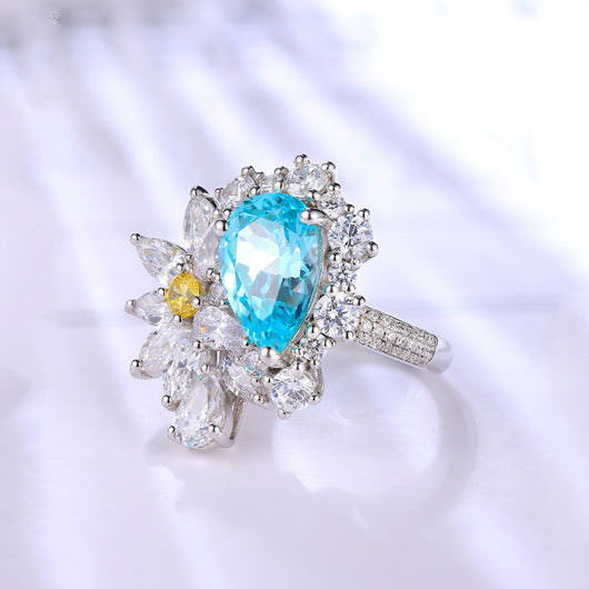 Anillo de Bodas Paraiba con Diamantes para Mujer - Image 13