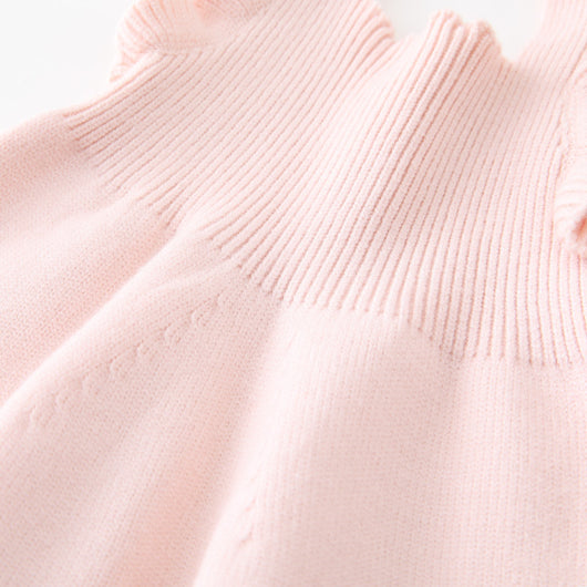Vestido Tejido para Niña con Mangas Volantes y Detalles Selvedge - Image 17