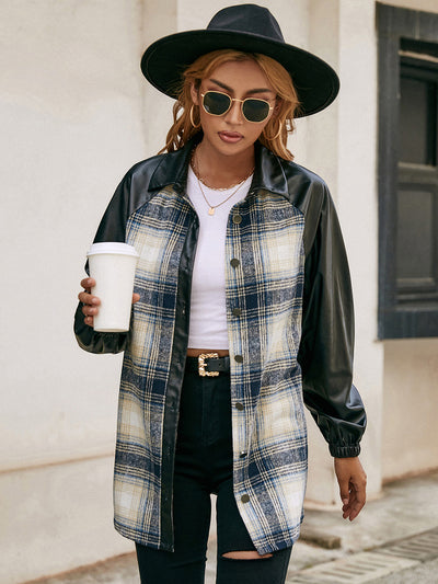 Chaqueta Casual de Cuadros con Paneles Sueltos y Bolsillos Dobles - Image 11