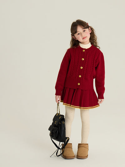 Conjunto Infantil Cardigan Tejido con Falda Plisada - Image 26