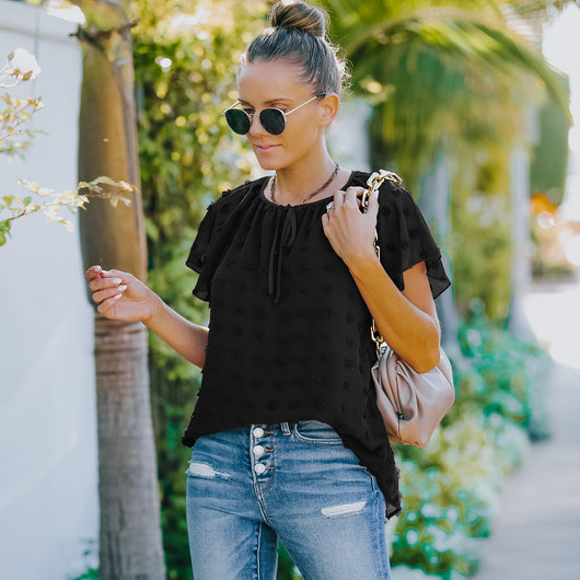 Blusa de Lunares en Gasa Manga Corta para Mujer - Image 15