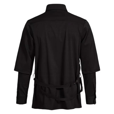 Camisa Hombre Falso Doble Pecho con Tirantes y Mangas Desmontables - Image 10