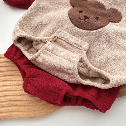Pijama Enterizo Bebé Osito Cartoon Cálido de Felpa con Capucha - Image 38