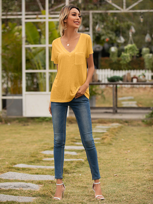 Blusa Casual Holgada con Escote en V y Bolsillos - Image 46