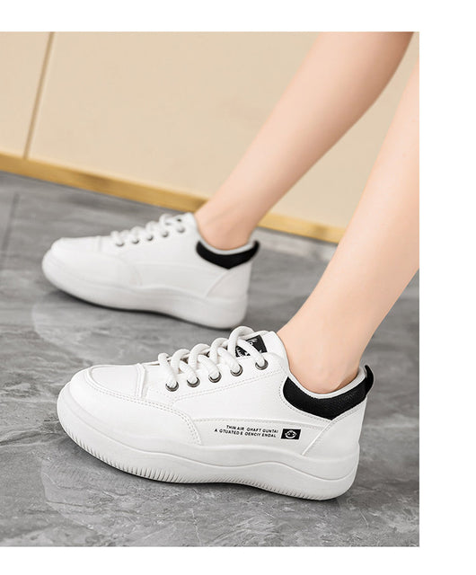 Tenis Blancos de Cuero Estilo Coreano Multiuso para Mujer - Image 17