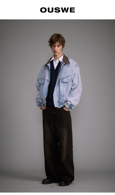 Chaqueta Denim Motociclista Holgada Deslavada para Hombre y Mujer - Image 14