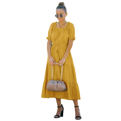 Vestido de Verano Lunares Verde Chifón Europeo - Image 19