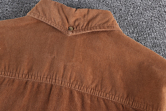 Camisa de Pana Manga Larga Retro con Combinación de Colores para Hombre - Image 40
