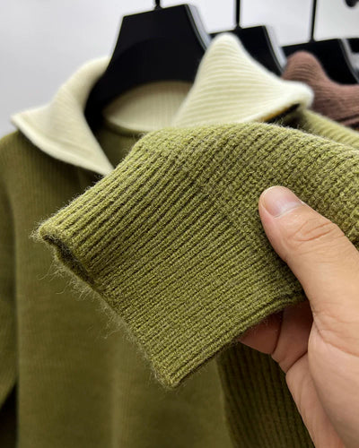 Suéter Abrigo Hombre Invierno Cuello Solapa Alto - Image 26