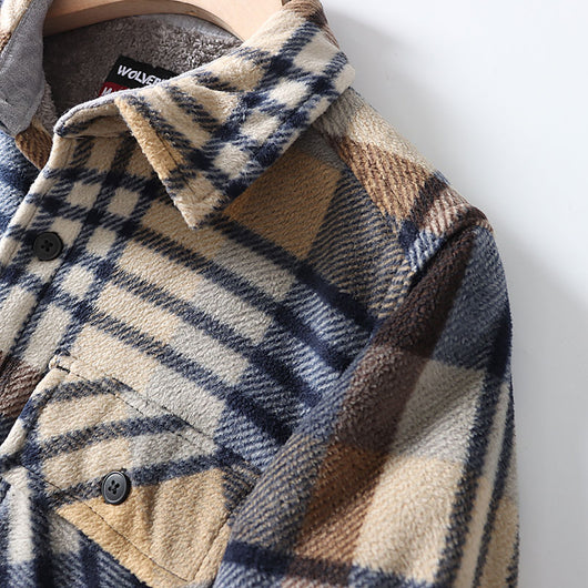 Camisa de Franela a Cuadros Cálida y Cómoda con Solapa - Image 12