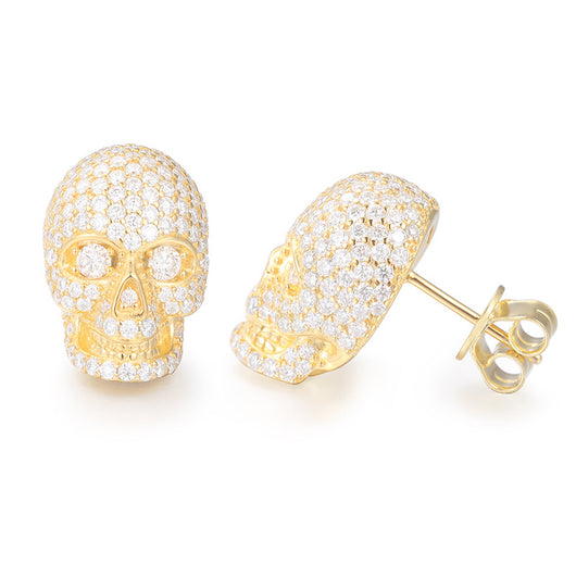Aretes de Calavera en Plata S925 con Moissanita Brillante - Image 9