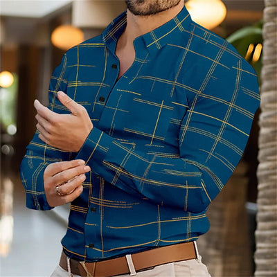 Camisa Casual de Rayas Sólidas para Hombre - Primavera y Otoño - Image 36