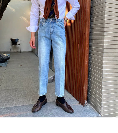 Jeans Slim Fit Estilo Retro Británico para Hombre - Image 101