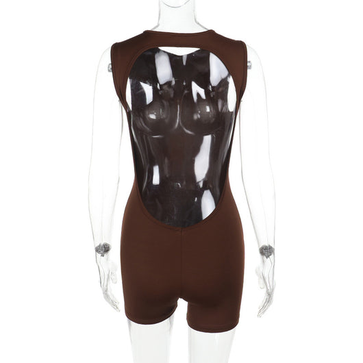 Jumpsuit Deportivo Espalda Descubierta Ajustado en Colores Sólidos - Image 64