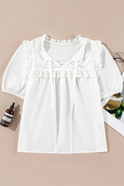 Blusa Chifón con Volantes Manga Corta - Estilo Europeo Casual - Image 9