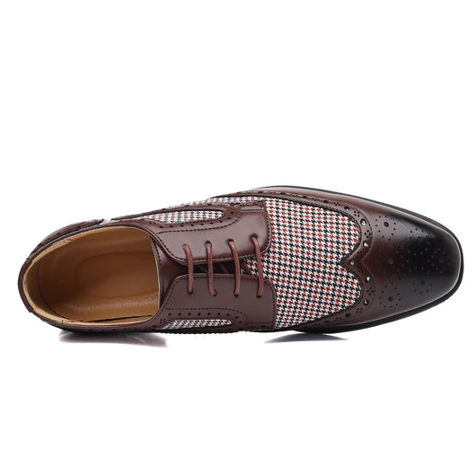 Zapatos Casuales de Cuero con Patrón Pata de Gallo para Hombre - Image 48