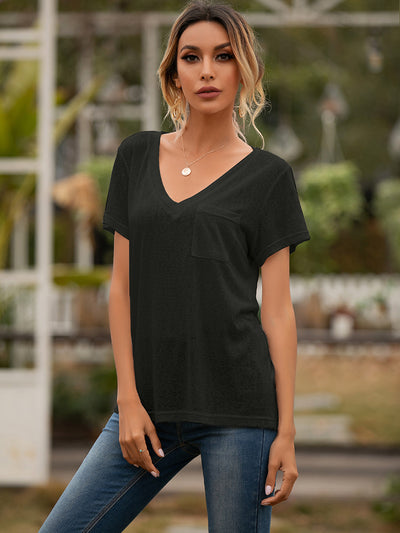 Blusa Casual Holgada con Escote en V y Bolsillos - Image 30