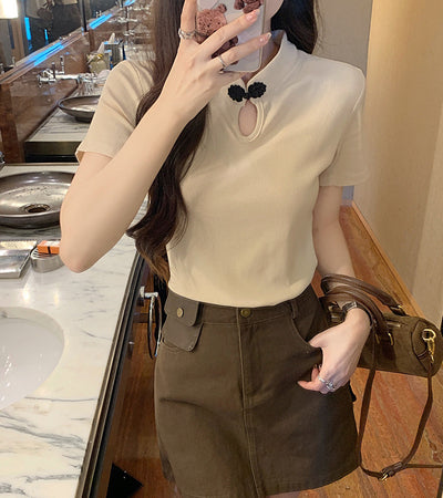 Camiseta de Estilo Chino con Botones de Rana - Manga Corta Verano - Image 35