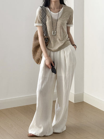 Pantalón Drapeado Slim Cintura Alta con Pierna Ancha - Image 10