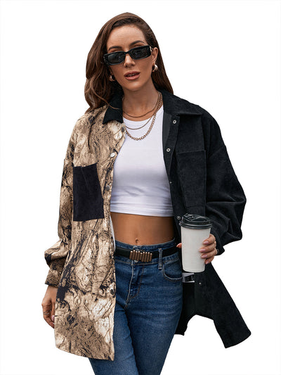 Blusa Suelta Estampado Leopardo Manga Larga Bicolor para Mujer - Image 25