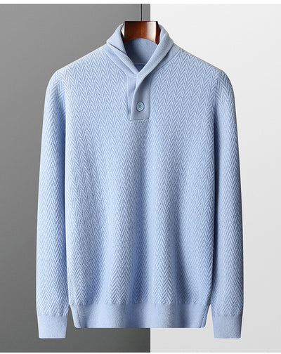 Suéter de Cuello Solapa en Cashmere Puro para Hombre - Invierno - Image 15