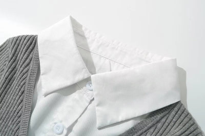Suéter Preppy Falso Dos Piezas para Otoño e Invierno - Image 25