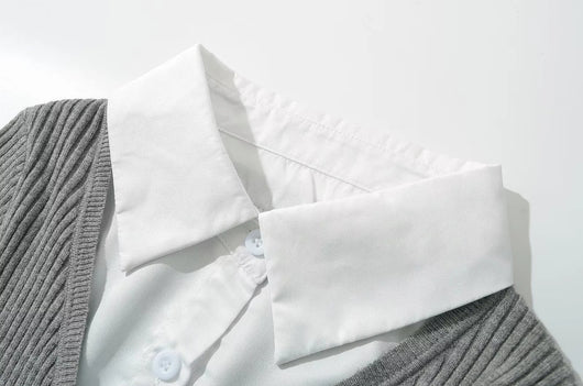 Suéter Preppy Falso Dos Piezas para Otoño e Invierno - Image 25