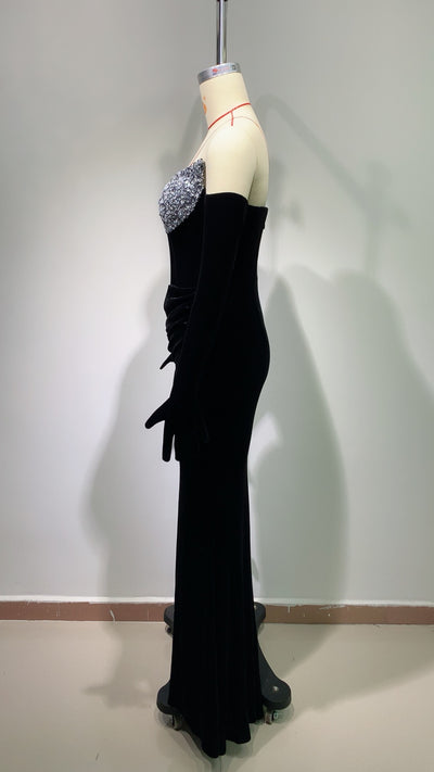 Vestido de Fiesta Elegante con Detalles Calados y Terciopelo - Image 15