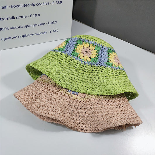 Sombrero Cubo de Paja Floral Elegante Plegable - Image 16
