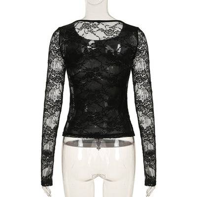 Blusa Sexy Encaje Espalda Descubierta Ajustada Elegante - Image 24