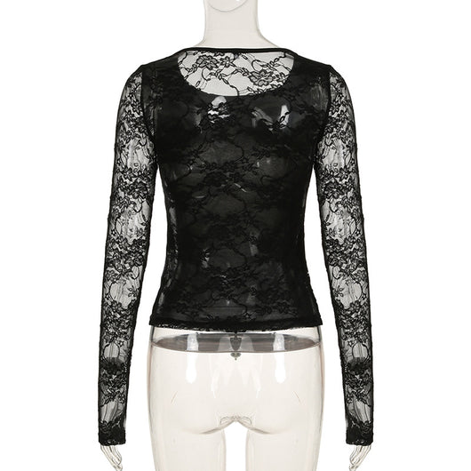 Blusa Sexy Encaje Espalda Descubierta Ajustada Elegante - Image 24