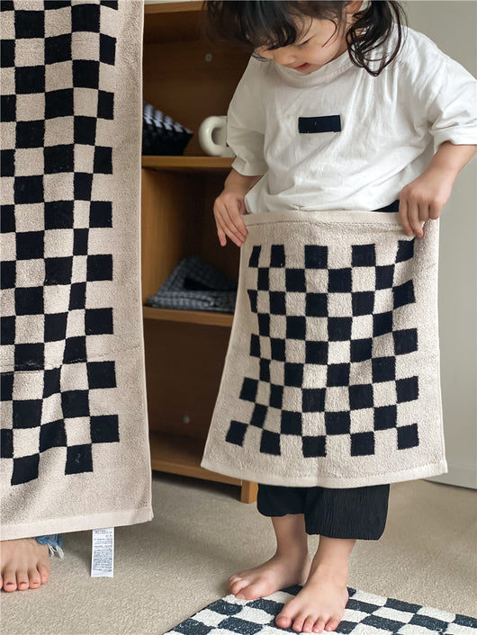 Toallas de Algodón Peinado Tejidas con Diseño Cuadrícula Padre e Hijo - Image 36
