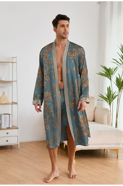 Bata Estampada para Hombre con Mangas Largas y Pantalón Corto - Image 29