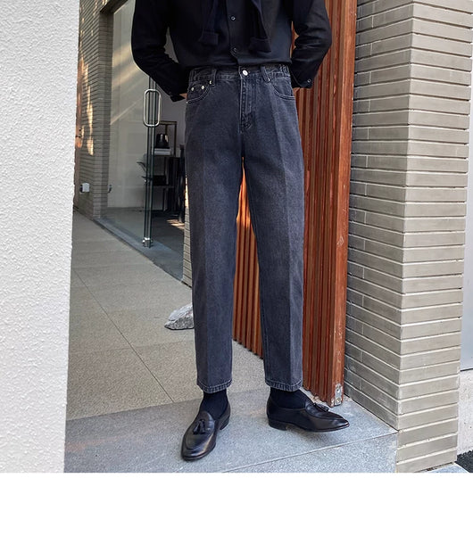 Jeans Slim Fit Estilo Retro Británico para Hombre - Image 87