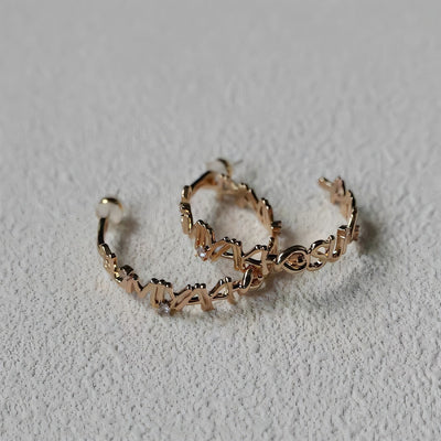 Aretes de Letras Metálicas Personalizadas Estilo Ins - Pendientes C - Image 15