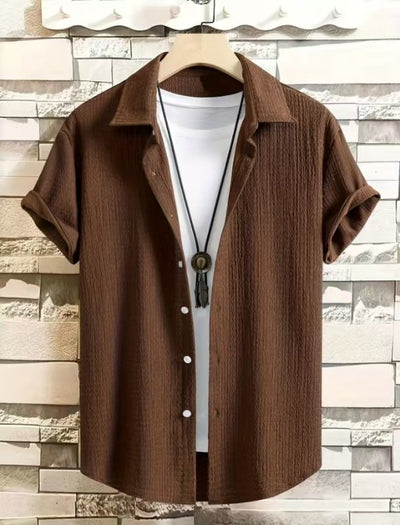 Camisa Casual de Manga Corta Holiday Leisure sin Arrugas para Hombre - Image 13