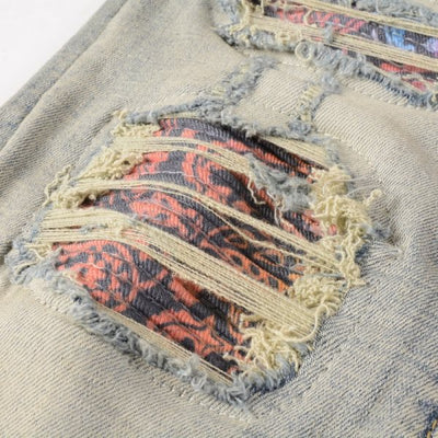 Pantalones Vaqueros Vintage Rotos para Hombre con Estampado de Gato y Parches - Image 22