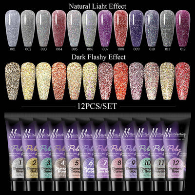 Set de 12 Colores Extensores de Uñas con Lentejuelas - Image 17