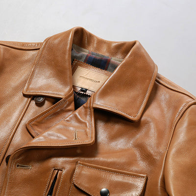 Chaqueta de Cuero para Hombre Solapa Clásica Gamuza Encerada - Image 11
