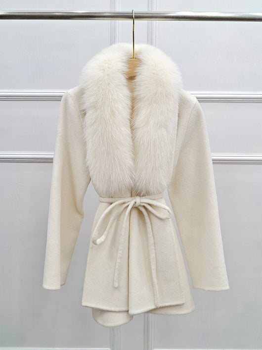 Abrigo Reversible de Cashmere y Piel de Zorro Midi para Invierno - Image 21