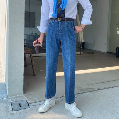 Jeans Slim Fit Estilo Retro Británico para Hombre - Image 33