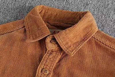 Camisa de Pana Vintage Lavada Manga Larga para Hombre - Image 13