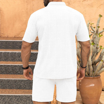 Camisa Casual Jacquard con Solapa y Botones - Conjunto Elegante para Hombre - Image 30