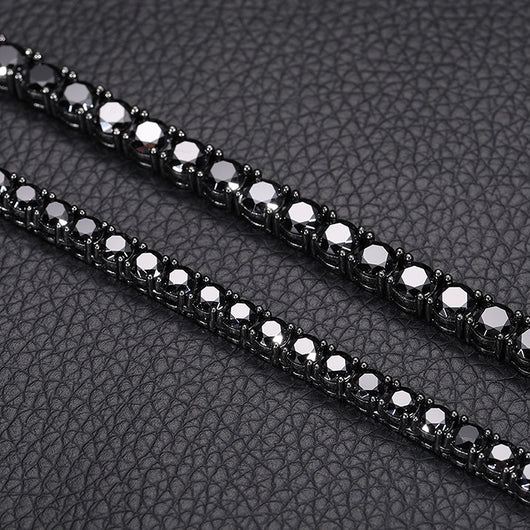 Cadena de Tenis Plata S925 Moissanita Negra - Collar Hip Hop para Hombre - Image 11