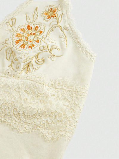 Chaleco Halter de Encaje Floral Bordado Ajustado y Estilizador - Image 21