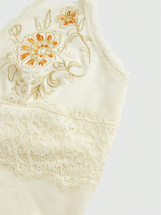 Chaleco Halter de Encaje Floral Bordado Ajustado y Estilizador - Image 21