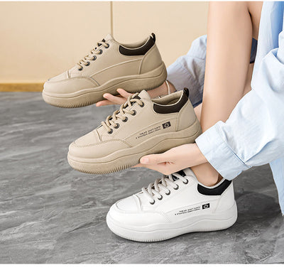Tenis Blancos de Cuero Estilo Coreano Multiuso para Mujer - Image 9