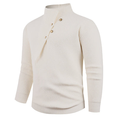 Suéter Casual para Hombre con Cuello Mao y Botones Sesgados - Image 35