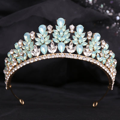 Corona Nupcial de Cristal Verde Brillante con Aleación y Incrustaciones - Image 53