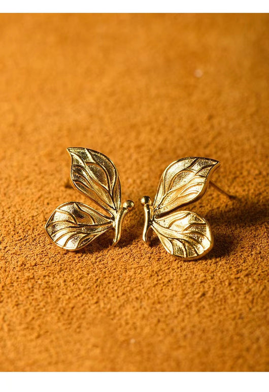 Aretes Mariposa en Oro 18K con Hoja Amarilla - Diseño Personalizado Étnico - Image 9